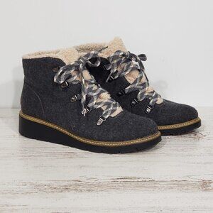 Dr Scholls  Be Energized  Sherpa  /  Grey Wool Boots Hiking Winter  Size 7M